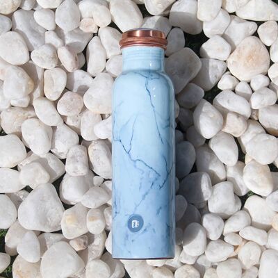 Blaue Marmor-Wasserflasche aus reinem Kupfer