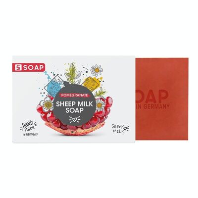 Sapone al latte di pecora fatto a mano My Soap - 100 g di sapone solido; profumo: melograno; Fatto in Germania