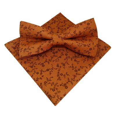 Floral brown bow tie with pocket