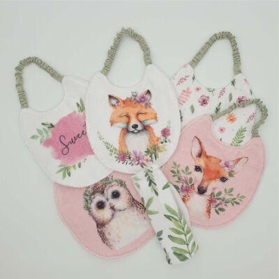 Ultra-absorbent terry baby bibs - Aquarelle Collection