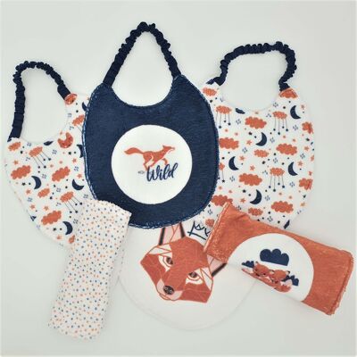 Ultra-absorbent terry baby bibs - Fox collection