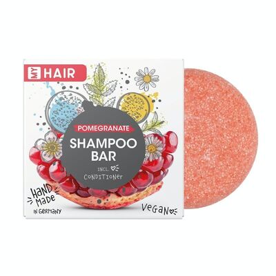 Barre de shampoing faite à la main My Hair - Barre de shampoing 60g; parfum : grenade ; Fabriqué en Allemagne