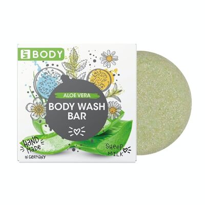 Gel de Ducha Sólido Hecho a Mano My Body - Barra de Jabón Corporal de 60g; fragancia: aloe vera; Hecho en Alemania