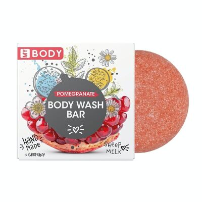 Handmade Solid Shower Gel My Body - 60g Body Wash Bar; fragrance: pomegranate; Made in Germany