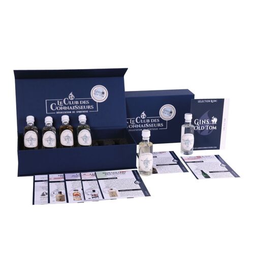 Coffret Dégustation Gin Old Tom - 6 x 40 ml Fiches de Dégustation Incluses - Coffret Cadeau Premium Prestige - En Solo ou en Duo