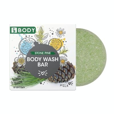 Handmade Solid Shower Gel My Body - 60g Body Wash Bar; Scent: stone pine; Made in Germany