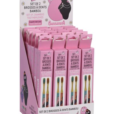 Barbapapà Set di 2 spazzolini da denti in bambù per bambini