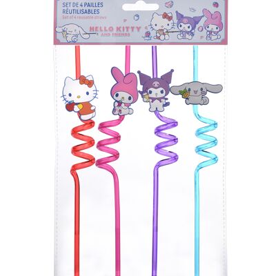 Hello Kitty and Friends - Set de 4 Pailles