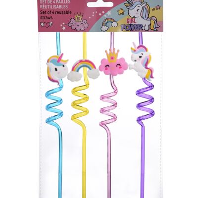 Unicorno - Set di 4 cannucce