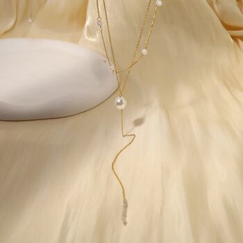 Collier double chaîne avec perles en Y 1