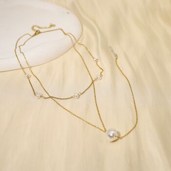 Collier double chaîne avec perles en Y 2
