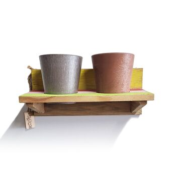'Roots' Ensembles de supports à pots Joy suspendus en bois avec 2 pots Artstone 3