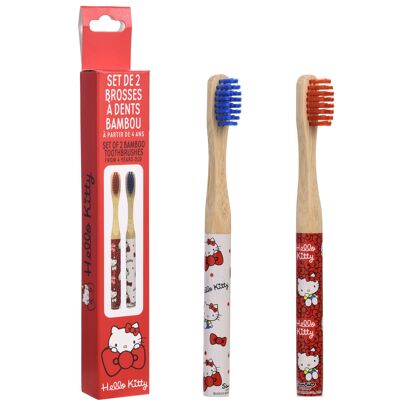 Juego de 2 cepillos de dientes de bambú para niños Hello Kitty