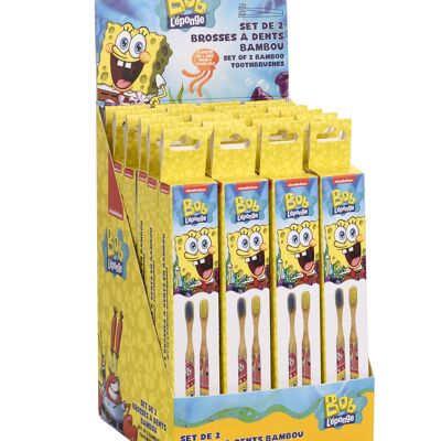 Spongebob Set di 2 spazzolini da denti in bambù per bambini