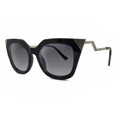 Ruby Rocks 'Mykonos' Sonnenbrille mit Metallspitze und abgewinkeltem Bügel in Schwarz 1