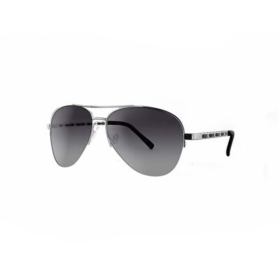 Ruby Rocks Metal 'New York' Aviator Sunglasses With Fabric Braid Detail Temple in Silver