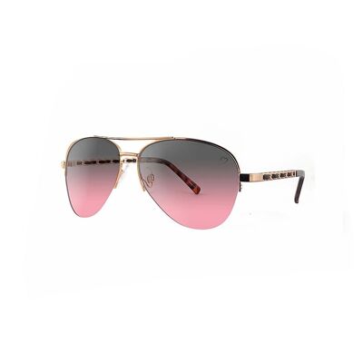 Ruby Rocks Metal 'New York' Aviator Sunglasses With Fabric Braid Detail Temple in Rose Gold