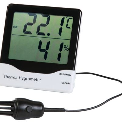 Termohigrómetro con sonda de temperatura interna y externa