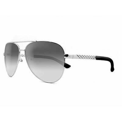 Gafas de sol estilo aviador `` Dominica '' de metal plateado con patillas en relieve de Ruby Rocks