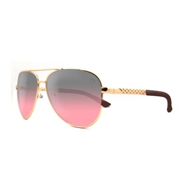 Lunettes de soleil aviateur "Dominica" en métal Ruby Rocks avec branches en relief en or