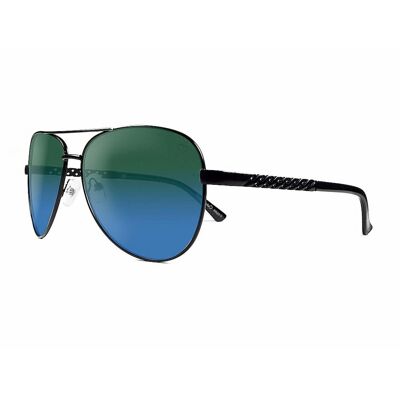 Gafas de sol estilo aviador 'Dominica' de metal con patillas en relieve en negro de Ruby Rocks