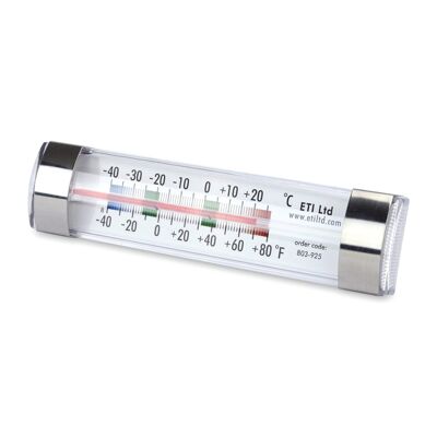 Thermometer for refrigerator and freezer in transparent ABS