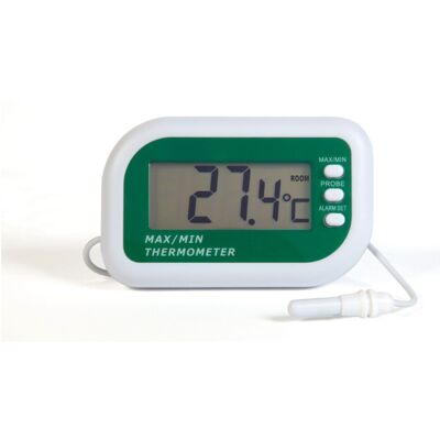 Max min digital alarm thermometer with internal and external sensors