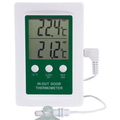 Indoor - outdoor digital thermometer with alarm
