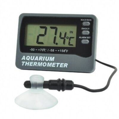 Termómetro de acuario con sensor de ambiente.