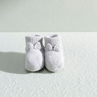 Chaussons pour bébé faits à la main en laine mérinos « CHAT »