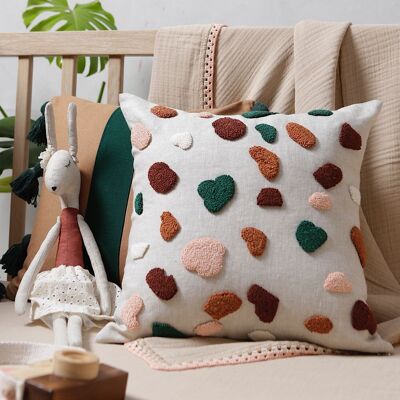 Cushion cover Punch embroidered "TERRAZZO" made of linen