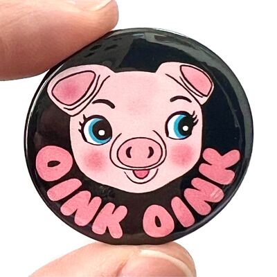 Lindo cerdo Oink Oink Botón Pin Insignia