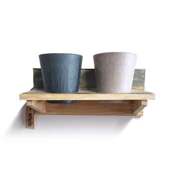 Ensembles de supports à pots Calm suspendus en bois 'Roots' avec 2 pots Artstone 3
