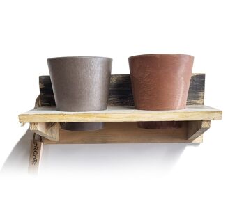 Ensembles de supports à pots Calm suspendus en bois 'Roots' avec 2 pots Artstone 4