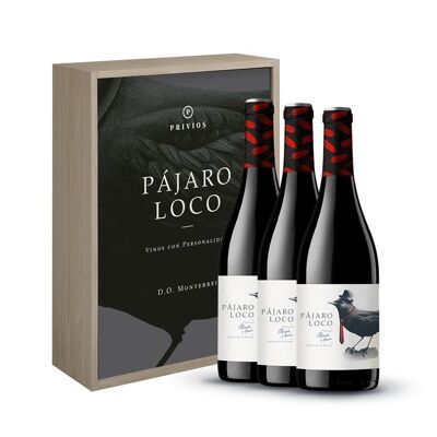 Pájaro Loco Cassetta Legno Rosso 3 bottiglie