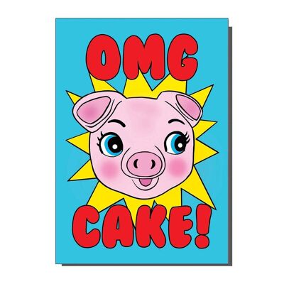 ¡Pastel de Dios mío! Lindo cerdo cumpleaños / tarjeta de felicitación