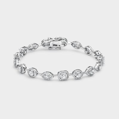 Silver bracelet and zircons in different shapes