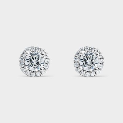 Spherical silver and zircon earrings