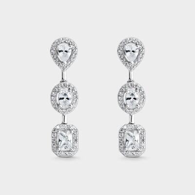 Boucles d'oreilles longues argent et zircon 3 formes