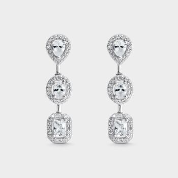 Boucles d'oreilles longues argent et zircon 3 formes 1