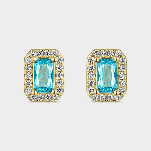 Pendientes circonita azul aguamarina oro 18K