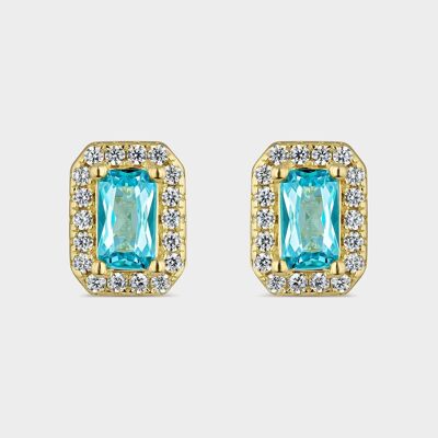 18K gold aquamarine blue zirconia earrings
