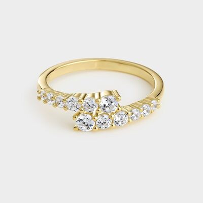Gold plated silver ring with zircons