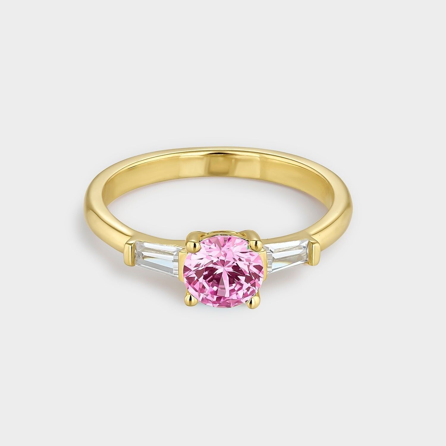 Anello trio in oro rosa 18 carati con zirconi