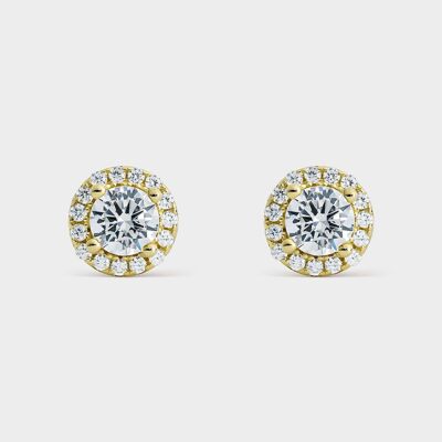 Gold-plated silver earrings with zircons