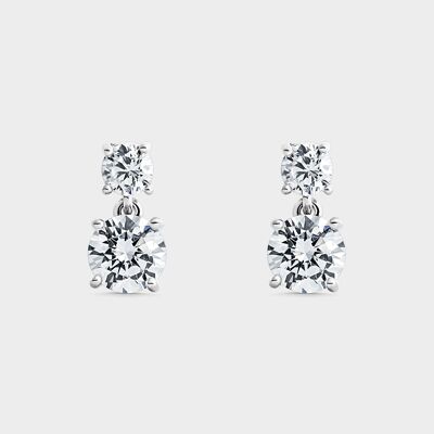Silver dangling earrings with zircons