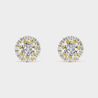 Detachable gold-plated silver earrings with zircons in 5 claws