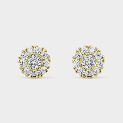 Gold plated silver flower earrings