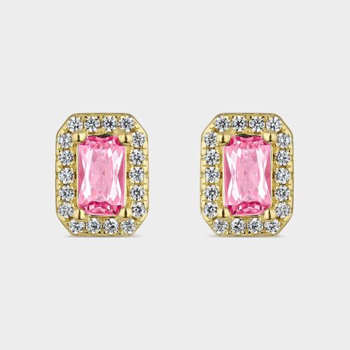 Pendientes circonita rosa oro 18K