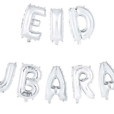 Ballon aluminium mot 16" 'Eid Mubarak' argent